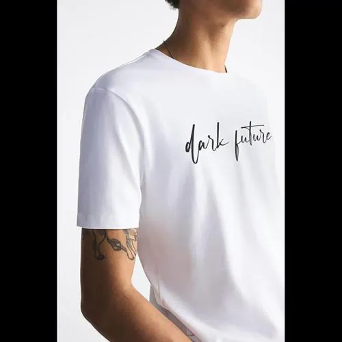 DenJeans Men's Dark Future Graphic Printed 100% Cotton T-Shirt - Regular Fit, Round Neck, Half Sleeves