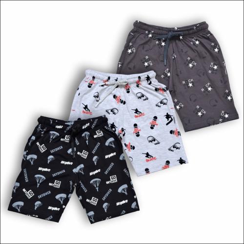 KARIBY Boys' Knee Length Cotton Bermuda All Over Printed Design with Pockets| Pack of 3 | 7 TO 8 YR