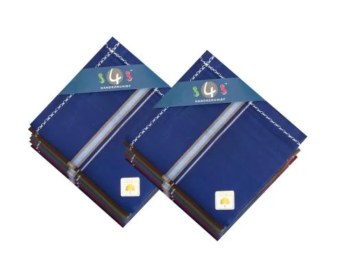 S4S 100% Cotton Pack of 12 Premium Handkerchiefs Hanky For Men, Dark Colour Assorted, Large Size(46CM X 46CM)