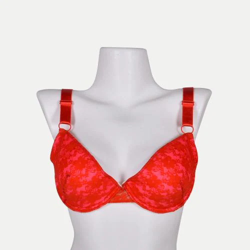 Rad Prix Women - Orange Lace trimming Push up Bra