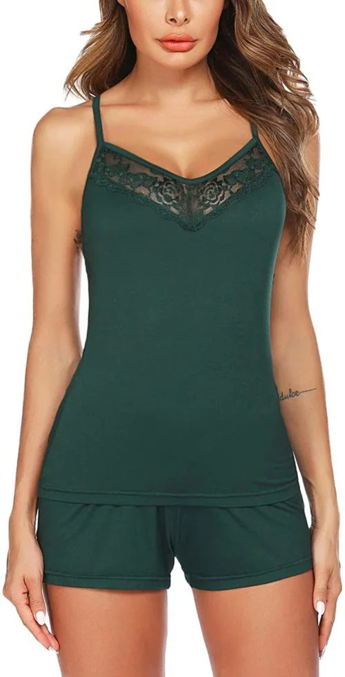 BELLEVINO Women Sexy Top And Shorts Swim Dress Green Color /Babydoll Swimsuit For Honeymoon