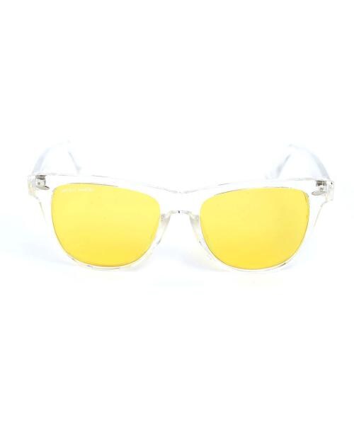 Vintage Wayfarer Sunglasses for Men and Women, Unisex Polarized 100% UV Protected Sunglasses, Goggles, Large Size, Clear Frame with Yellow Lens by Micelo Martin, Gifts for Men, Women, Husband, Birthday