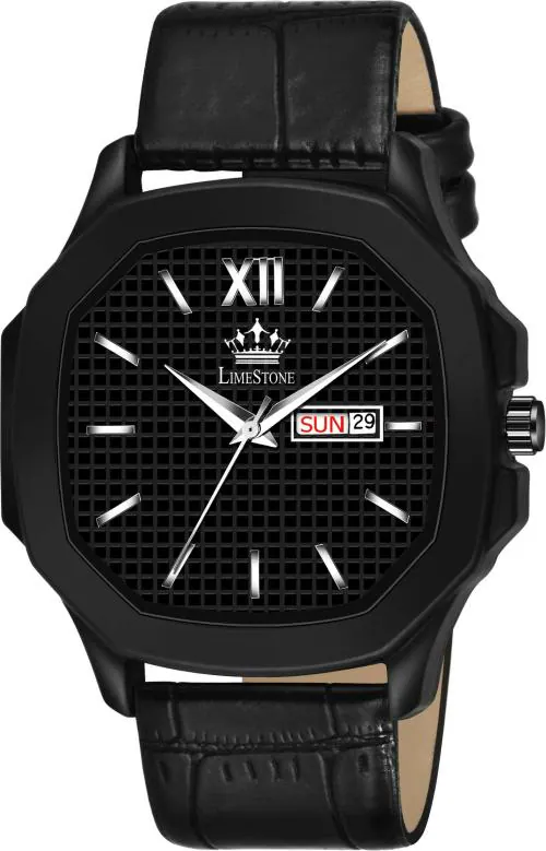 LIMESTONE Analog Black, Silver Dial Black Strap Watch For Boys (LS3018)