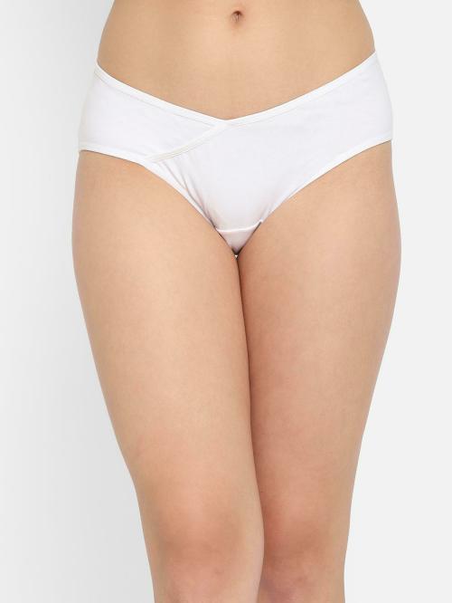 Clovia White Solid Cotton Single Hipster Panty