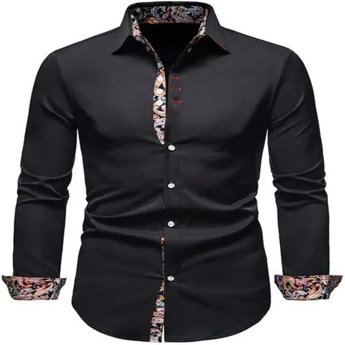 PEARL OCEAN Men Solid Casual Black Shirt