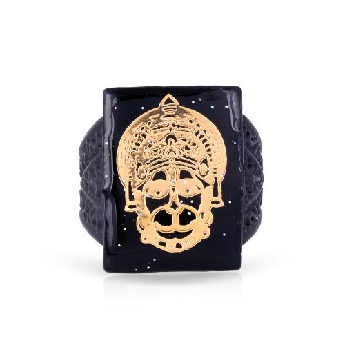 Memoir Brass Black Laminated Bajrang Bali Hanuman Fashion Fingerring Hindu Jewellery Men Women (ORKL7682)