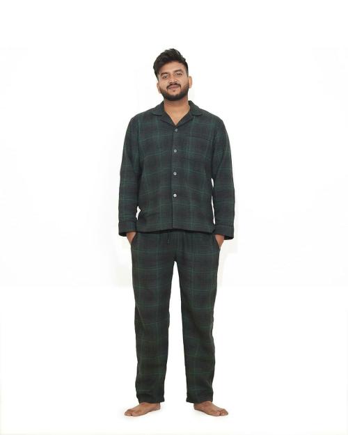 Luxeliv Men Green Night Suits
