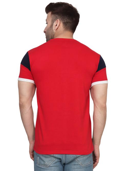 ManHood Men's Cotton Casual Round Neck Half Sleeve Colorblock Designer Summer Tshirt