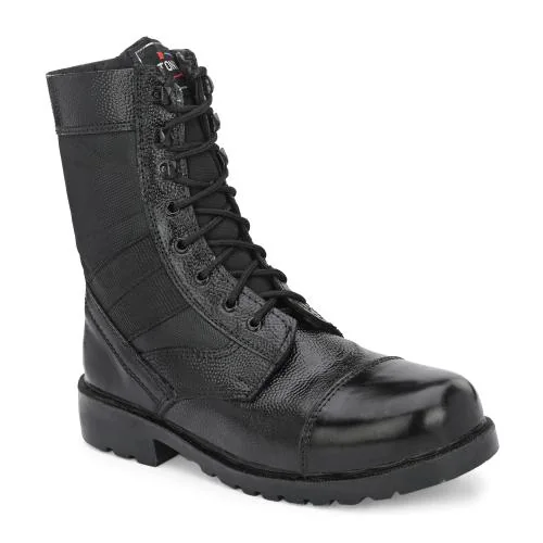 STONIX Men's Tactical Combat Army Full Leather Sturdy Black Boots for Men