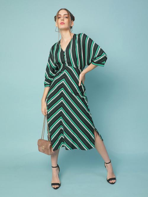 Oxolloxo Fleeker stripes print elasticated women dress