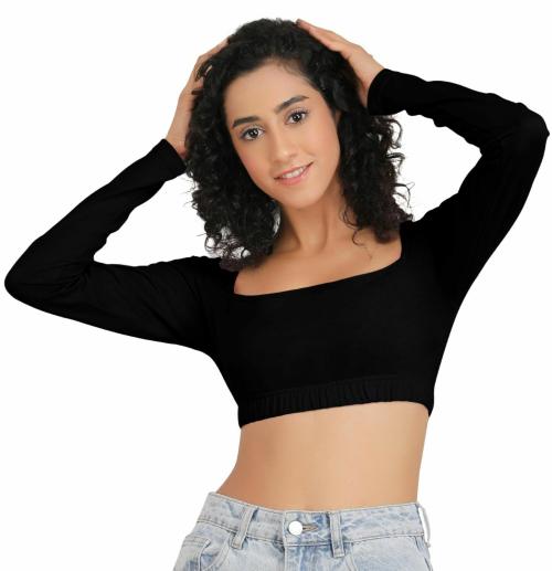 AD2CART A4178 Women Triangle Neck Full Sleeve Stylish Crop Top for Women