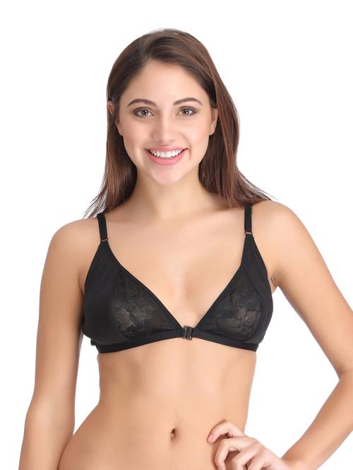 Clovia Black Solid Cotton Single Plunge Bras