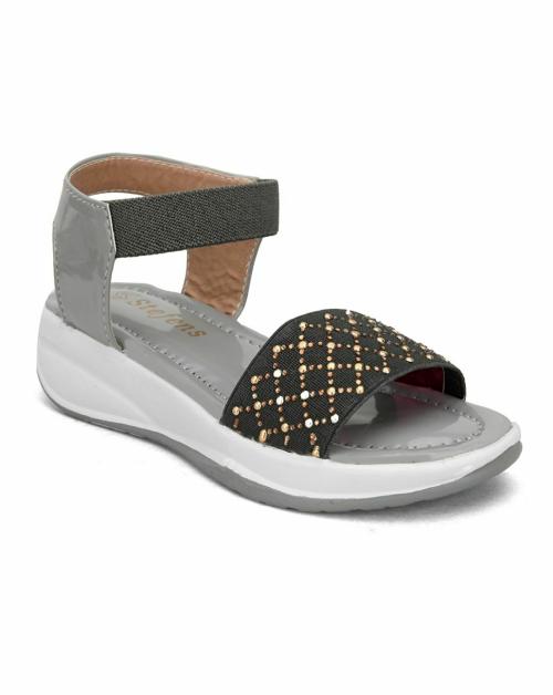 Stefens Black Casual Sandal For Kids Girl's