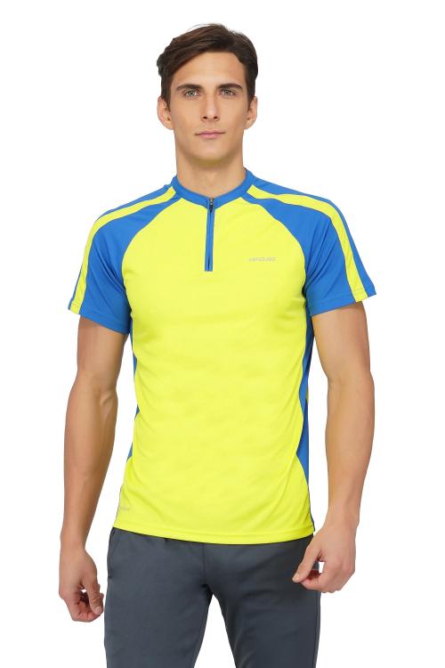 Vendure Sports Men's COOLBlast Zip Up Sports T Shirt - Yellow