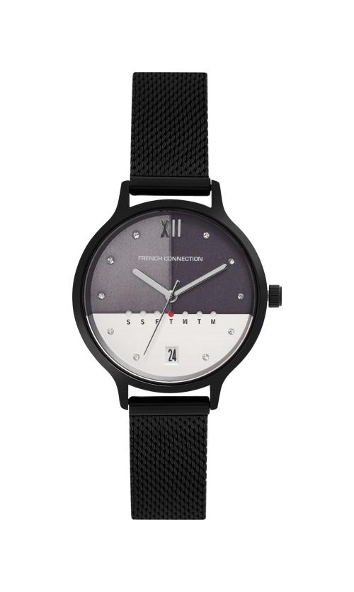 French Connection Analog Black Dial Black Strap Watch For Women