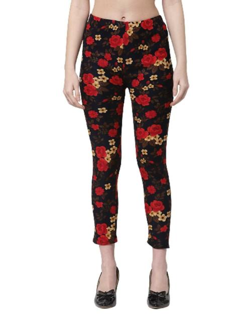Klotthe Women Multicolor Printed Skinny Fit Woolen Jeggings