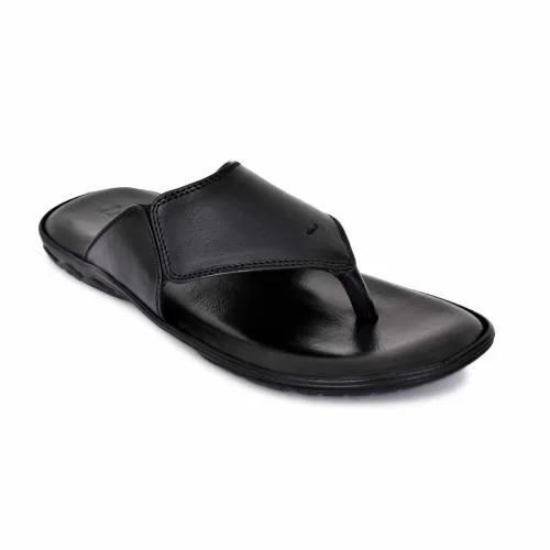 QHAN Men's Black Leather Thongs