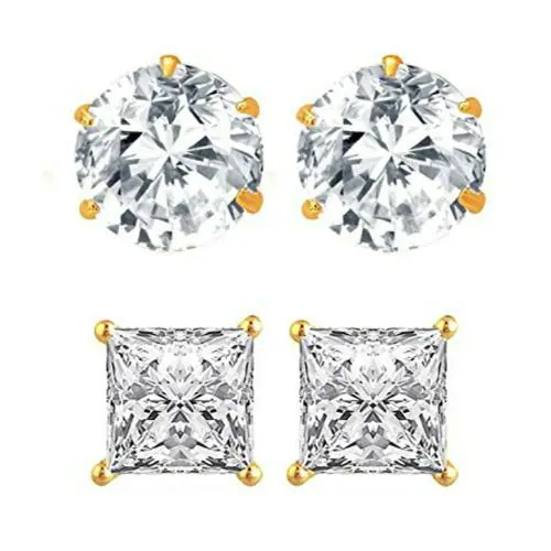 Zeneme Gold-Plated Stud Pack Of 2 Earrings For Women & Girls
