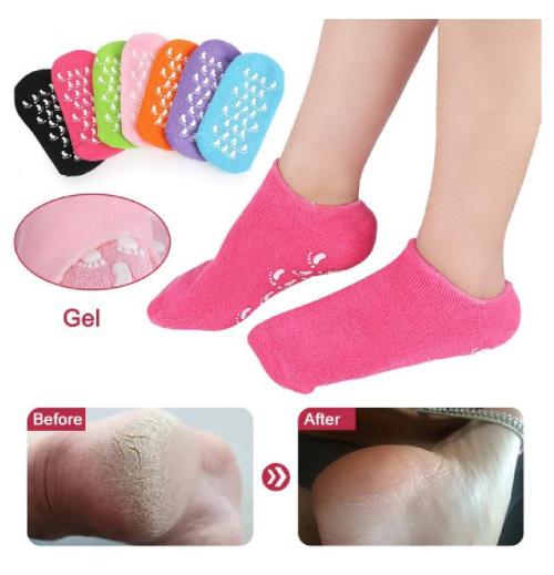 DJ FINDER Pack Of 1 Pair Soft Cotton Spa Gel Socks Infused with Vitamin E Oil, Hydrating Gel Socks for Foot Pain Relief, Calluses & Rough Heels, Non Slip Grip for Stability Daily Use for Smooth Feet