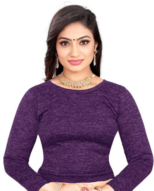PU FASHION Premium Winter Woolen Blouse for Women Purple Size 32