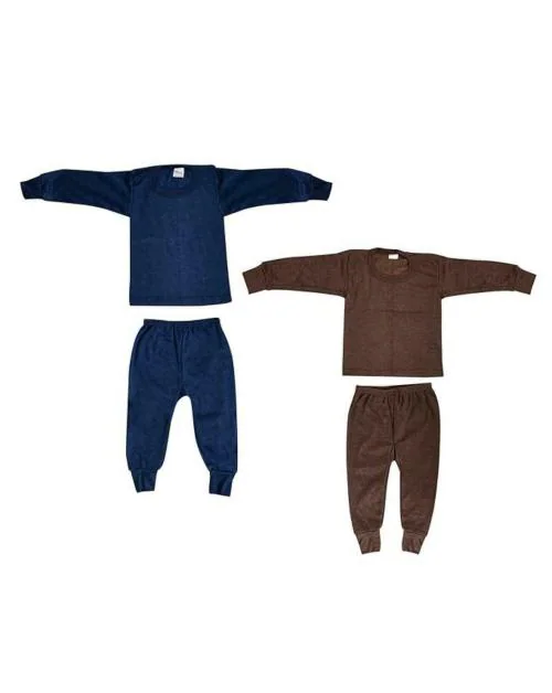Monal Comforts Baby's winterwear Thermal Fleece Inner Suit, Body Warmer, Thermal Set for Boys & Girls, Top & Bottom Set (XXL) Blue