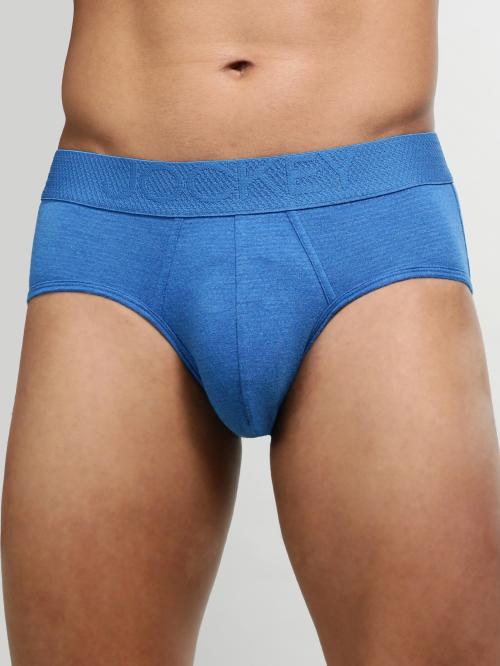 jockey Men Move Blue Melange Solid Bamboo Briefs