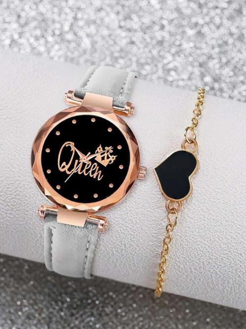 ILOZ New Stylish Rich Look Grey Leather belt Girls Fashion Analog Watch - For women