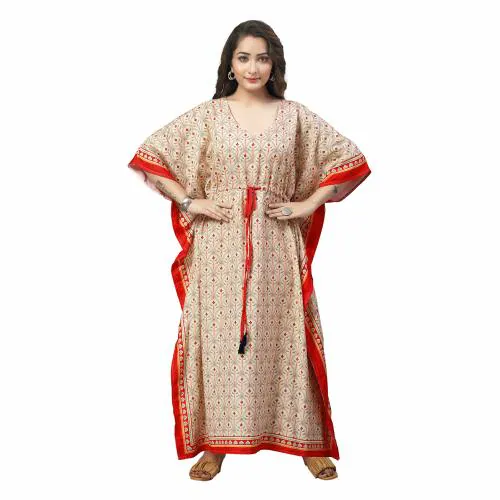 DAINTIER Women's Kaftan Maxi Night Gown Rayon Cotton Nightwear Nighty Cover Up Maxi Dresses Lougewear