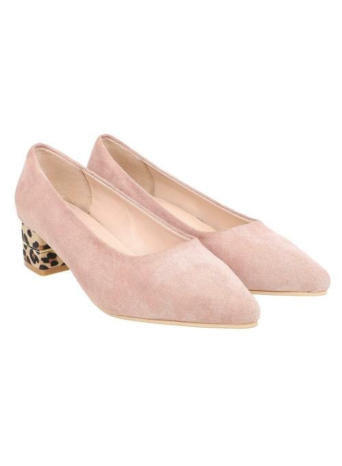 SHERRIF Women's Nude Block Heels Pumps