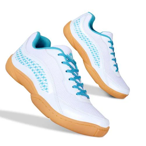 Nivia Men Flash 2.0-2024 Badminton Shoes -White/Sky Blue (UK7)