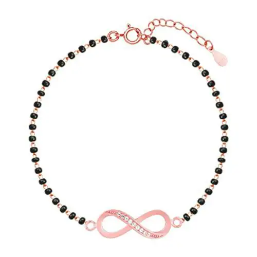 GIVA Sterling Silver Rose Gold Eternity Mangalsutra Bracelet For Women