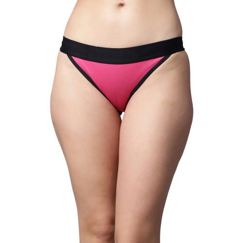 PrettyCat Women Dark Pink Colorblock Low Rise Sexy Thongs Panty