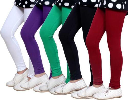Tik Tok Wears Girls Multicolor Solid Cotton Blend Pack of 5 Leggings