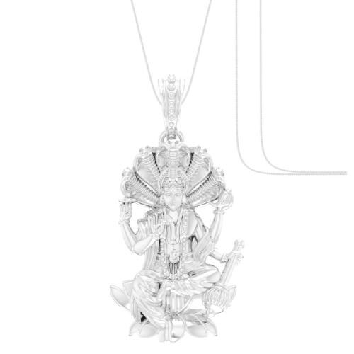 Akshat Sapphire Pure Silver God Vishnu Pendant With Chain Suitable For Men and Women