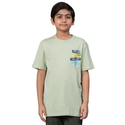 Red Tape Unisex T-Shirt for Kids- Best in Comfort| Cotton| Light Green Colour| Round Neck| Casual Look