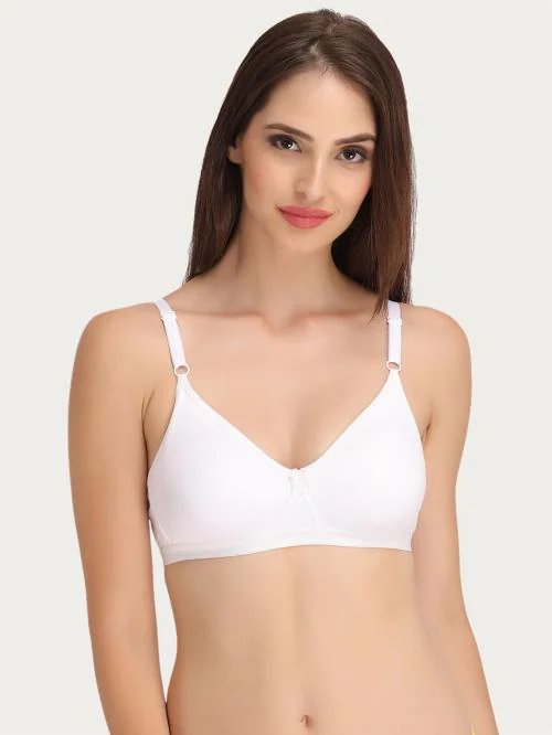 Clovia Cotton Solid Non-Padded Full Cup Wire Free T-shirt Bra - White