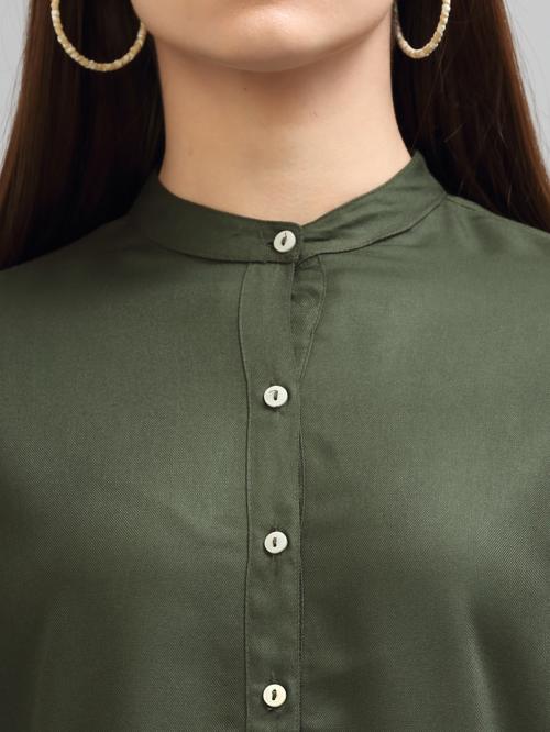 Style Quotient Women Olive Green Classic Formal Shirt
