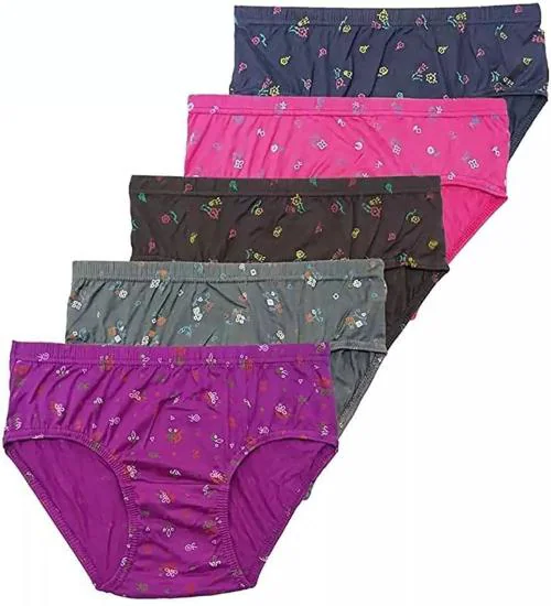 Cavenders Multicolor Printed Cotton Blend Pack of 5 Womens Hipster Panties