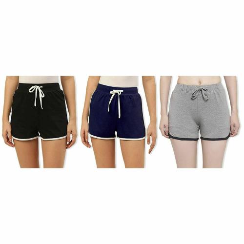 e1k Women Casual Cotton Shorts_Pack of 3_Multicolor_XL