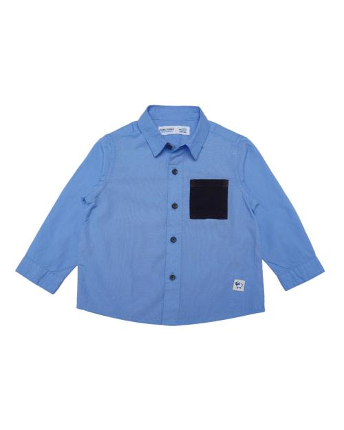 UF CLUB ZERO THREE INFANTS BOYS SHIRTS - Z3-7458-2-3-Years Blue & Dark Blue Colour Cotton
