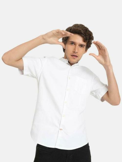 VASTRADO Men White Solid Pure Cotton Casual Shirt