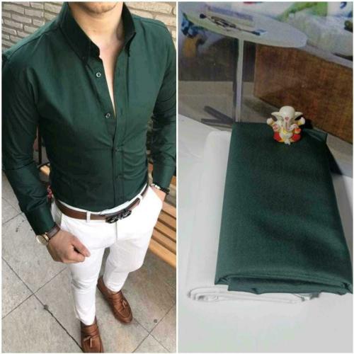 DHARMESH ENTERPRISE Men Solid Cotton Linen Blend Unstitched Shirt and Trouser Material (Free Size)