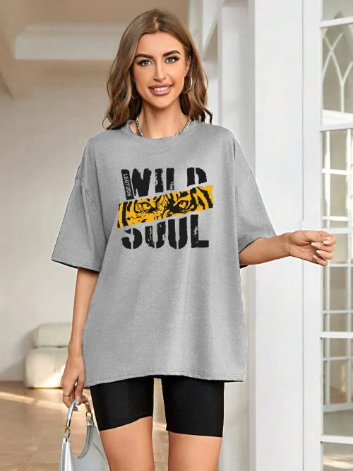 LEOTUDE Oversized Cotton Blend Half Sleeve Women's T-Shirts
