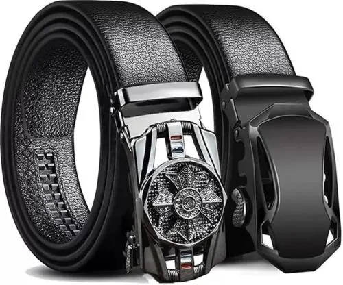 LAER Vegan Leather Belt for Men, Formal/Casual,Autolock,Black | Fit on up to 40 Inches Waist size