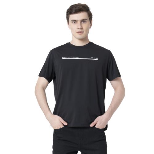 Red Tape Men's Black Graphic Print Activewear T-Shirt