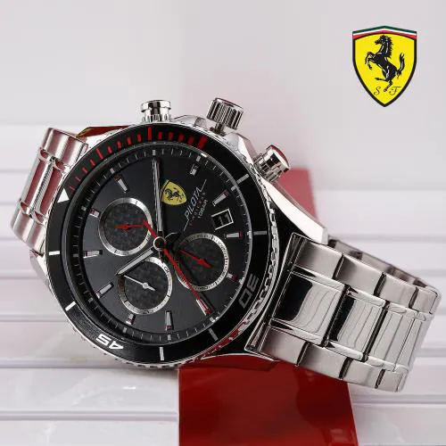 SCUDERIA FERRARI PILOTA EVO Chronograph Black Round Dial Men's Watch- 0830772