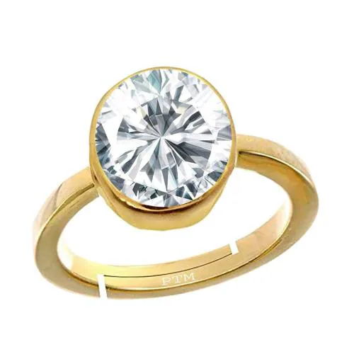 Ptm American Diamond 7.5 Carat Natural Gemstone Panchdhatu Gold Plated Adjustable Ring