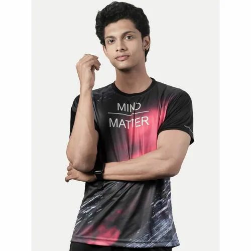 Rad Prix Men Black Graphic Printed Crew Neck regular Fit T-shirt