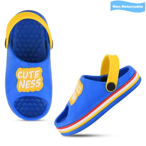 SMARTOTS Kids Stylised Comformtable Lightweight CuteNess Typographic Blue Casual Clogs for 15 Months to 3.5 Years Boys/Girls/Toddler/Infant/Babies