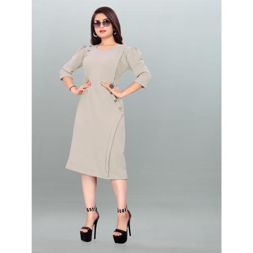 C.J FABRICS Women's Above Fashion Sleeve Bodycon Grey Dress